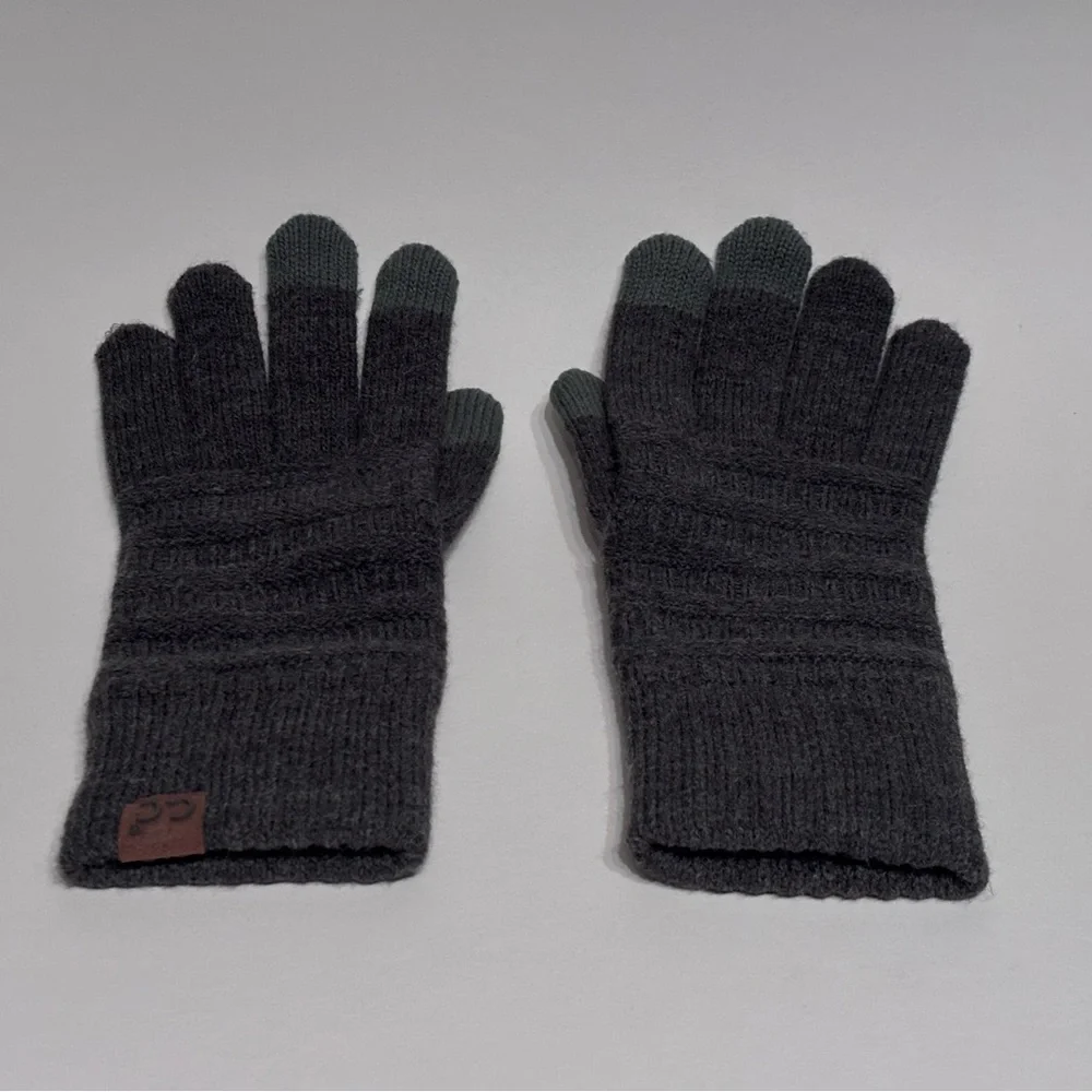 C.C. BEANIES Women's Dark Gray Ribbed Knit Smart Touch Technology Gloves